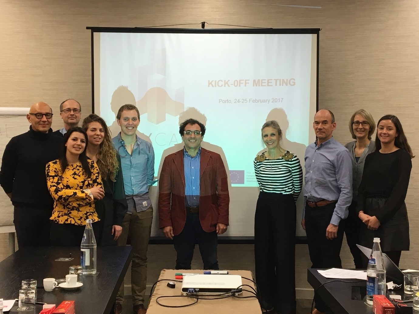 From the left to the right: Franco Cervellati (UNIFE), Stuart Leadley (DOW), Roxane Prieux (UNIFE – ESR2), Benedetta Petracca (DOW – ESR1), Marc Eeman (DOW), Giuseppe Valacchi (UNIFE), Isabelle Van Reeth (DOW), Reinhold Dauskardt (Stanford University), Barbara Rothen-Rutishauser (UNIFR), Irini Dijkhoff (UNIFR – ESR3)